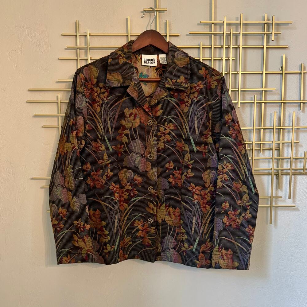 Chico’s Design Size 0 Floral Tapestry Jacquard Statement Jacket